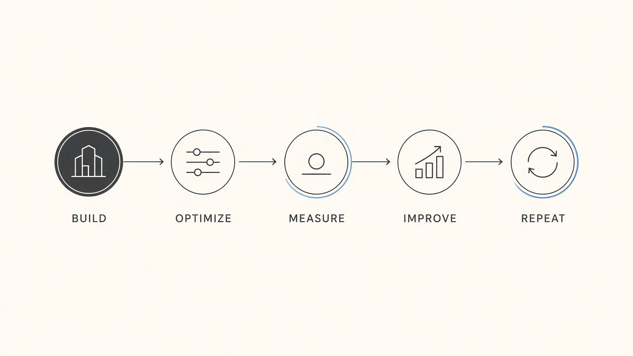 Build, optimize, measure, improve, and repeat — one loop on the live website.