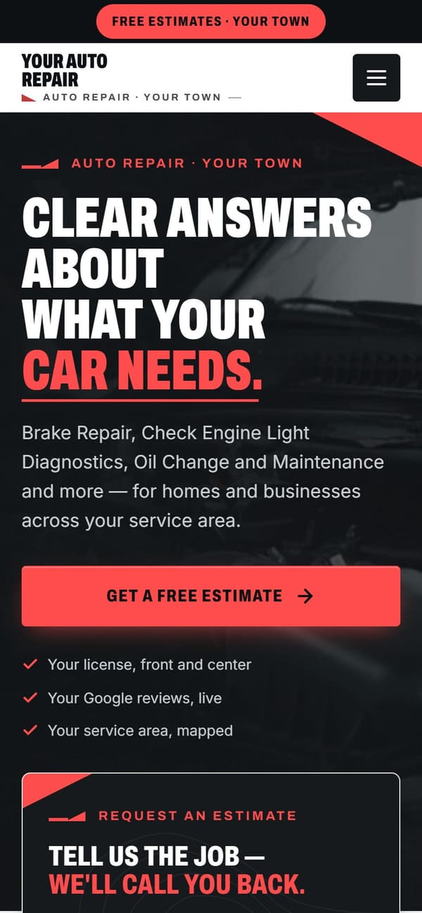 The same sample site on a phone.
