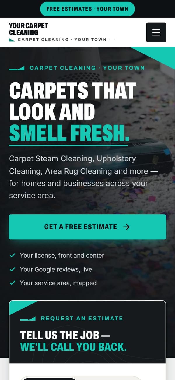 The same sample site on a phone.