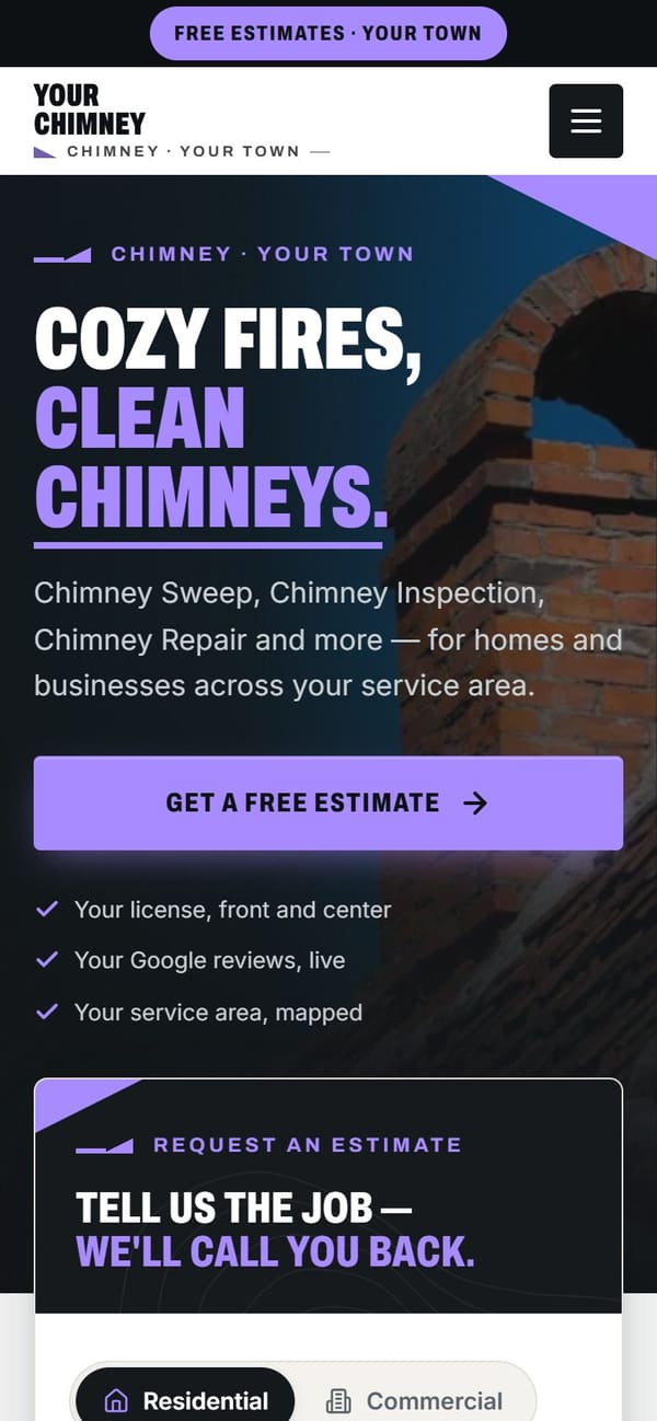 The same sample site on a phone.
