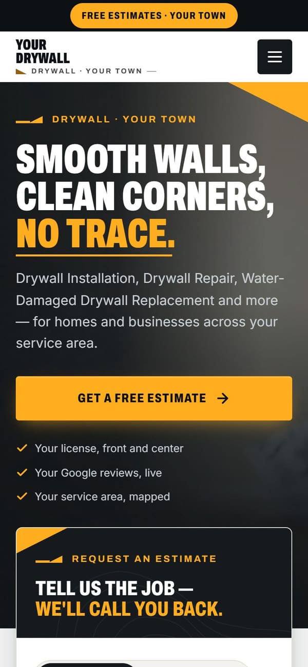 The same sample site on a phone.