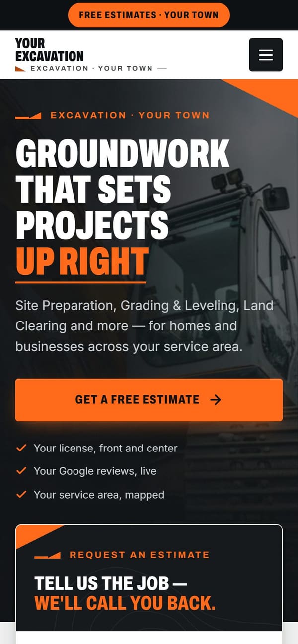 The same sample site on a phone.