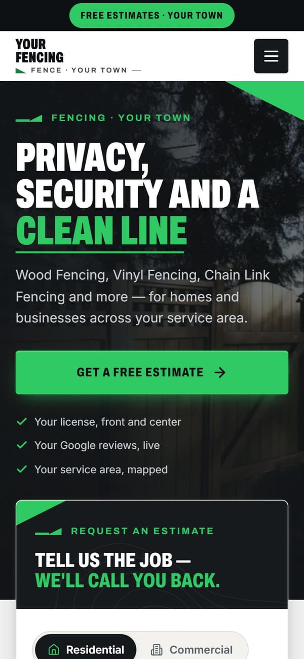 The same sample site on a phone.