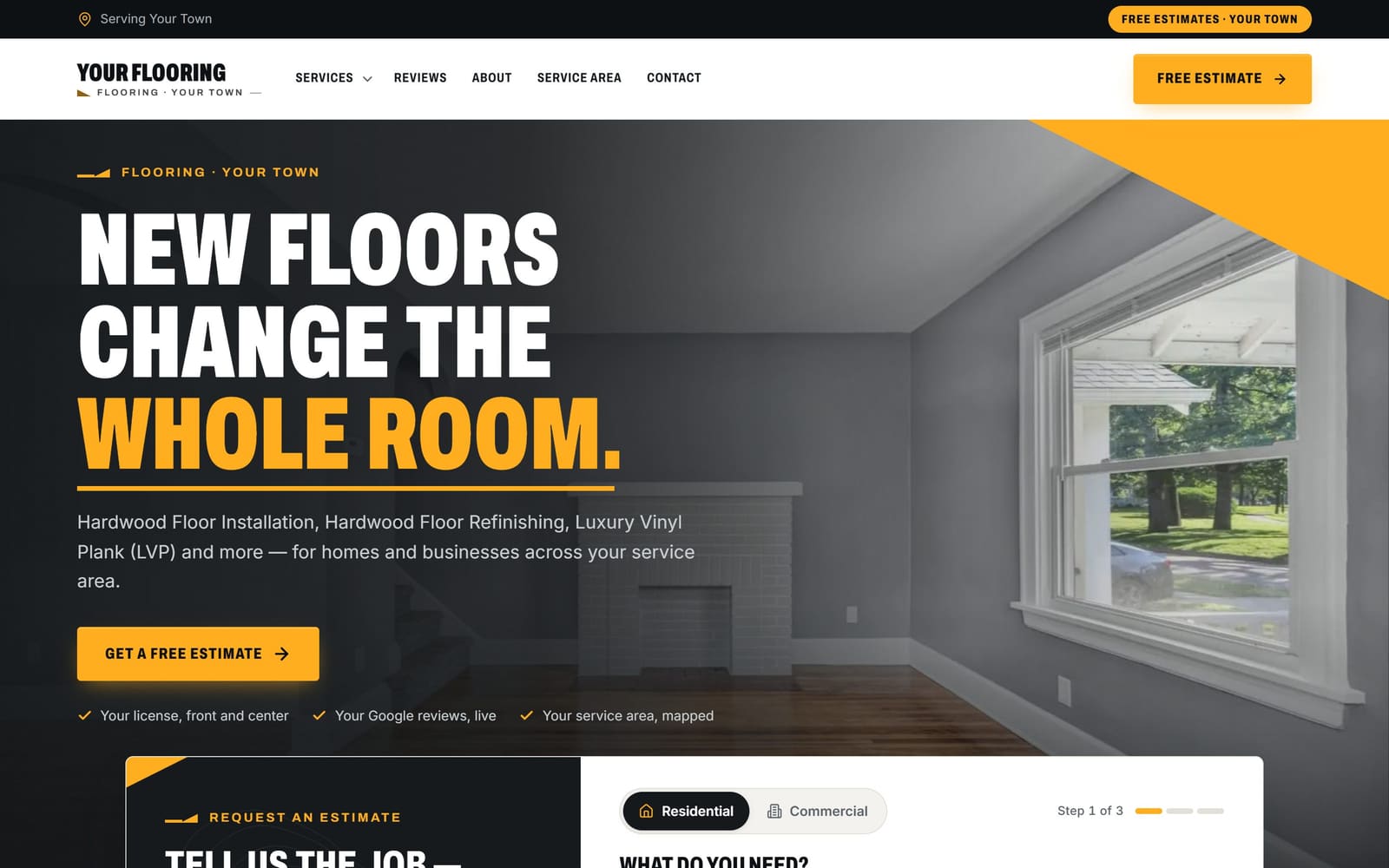 A sample flooring installers website, the kind Vevang builds for your business.