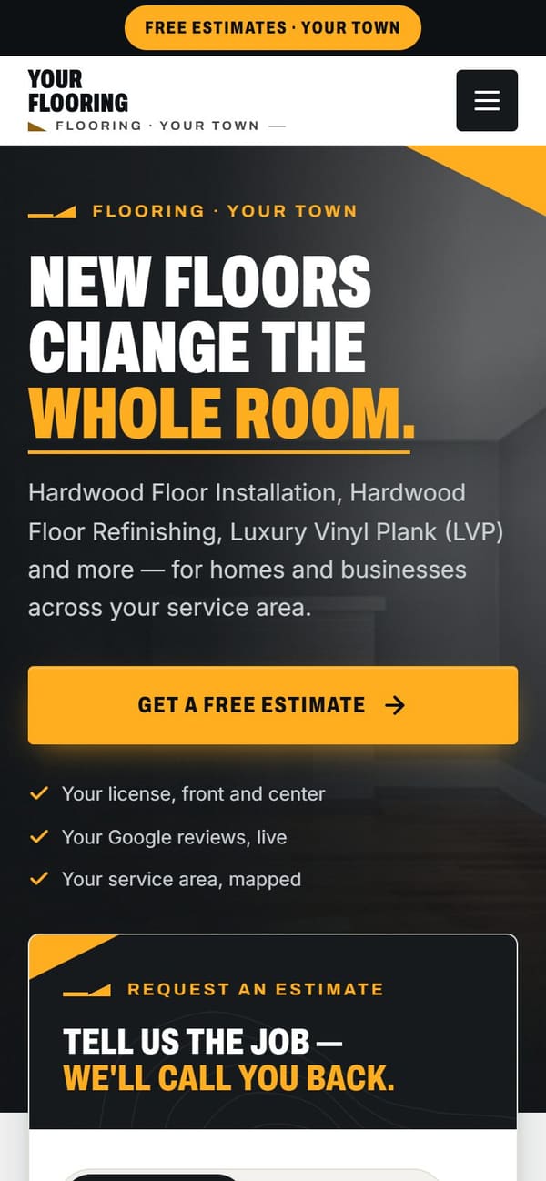 The same sample site on a phone.