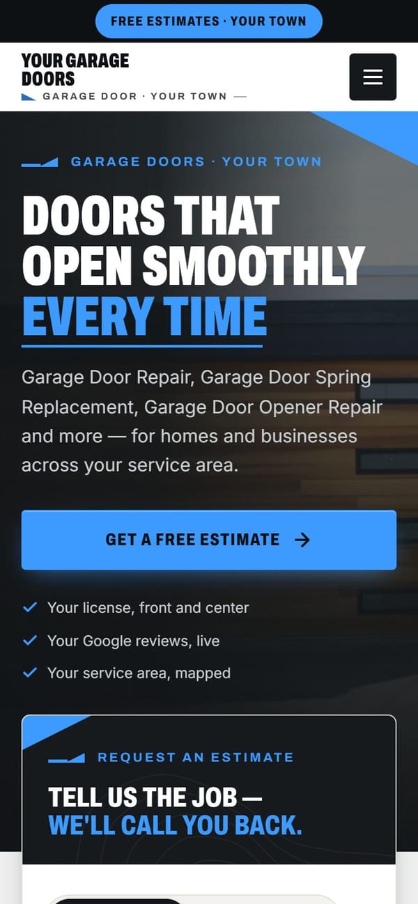 The same sample site on a phone.