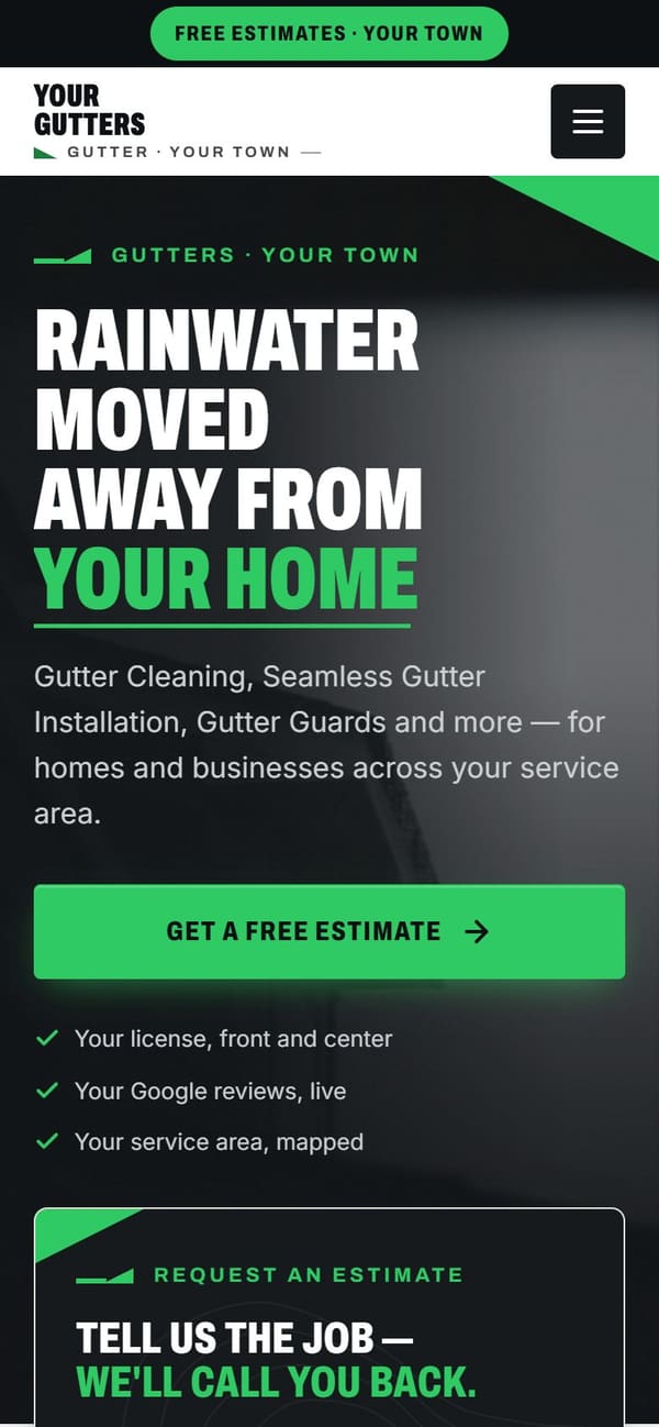 The same sample site on a phone.