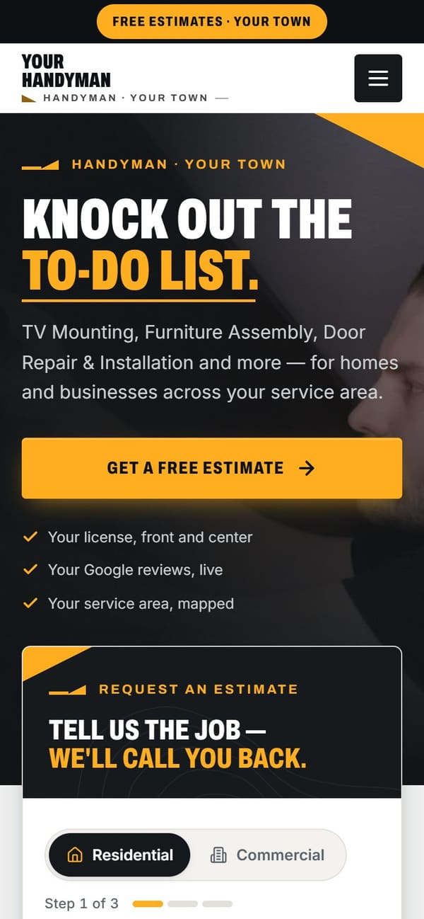 The same sample site on a phone.