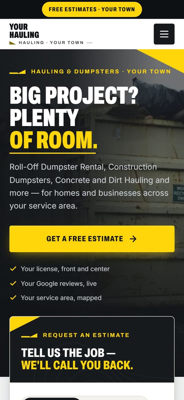 The same sample site on a phone.