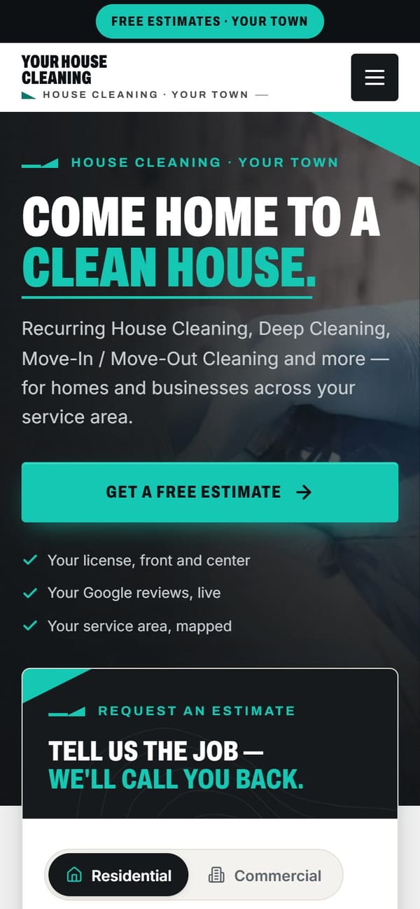 The same sample site on a phone.