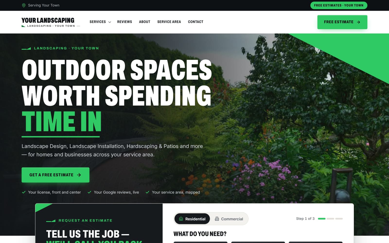 A sample landscapers website, the kind Vevang builds for your business.