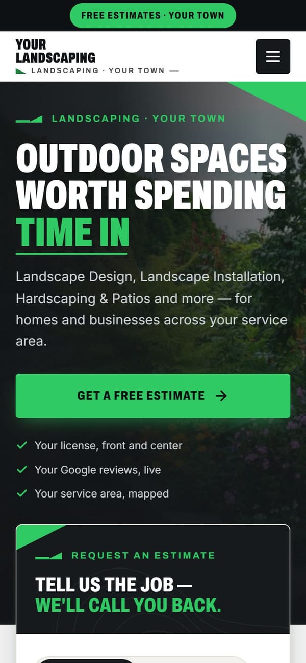 The same sample site on a phone.