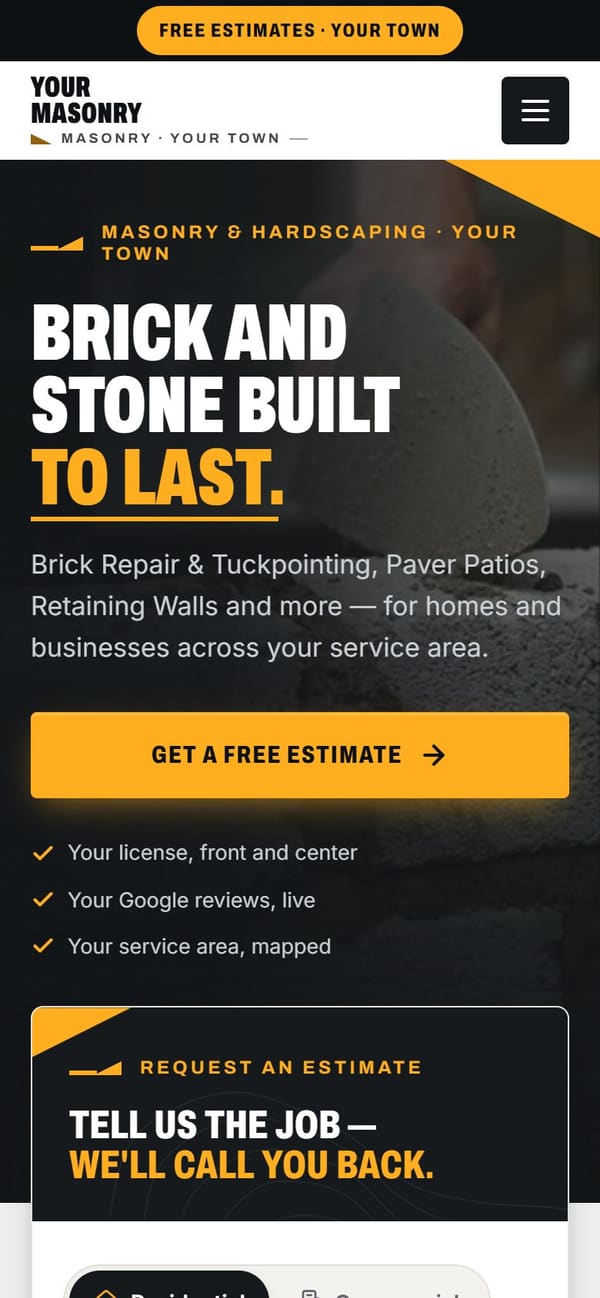The same sample site on a phone.