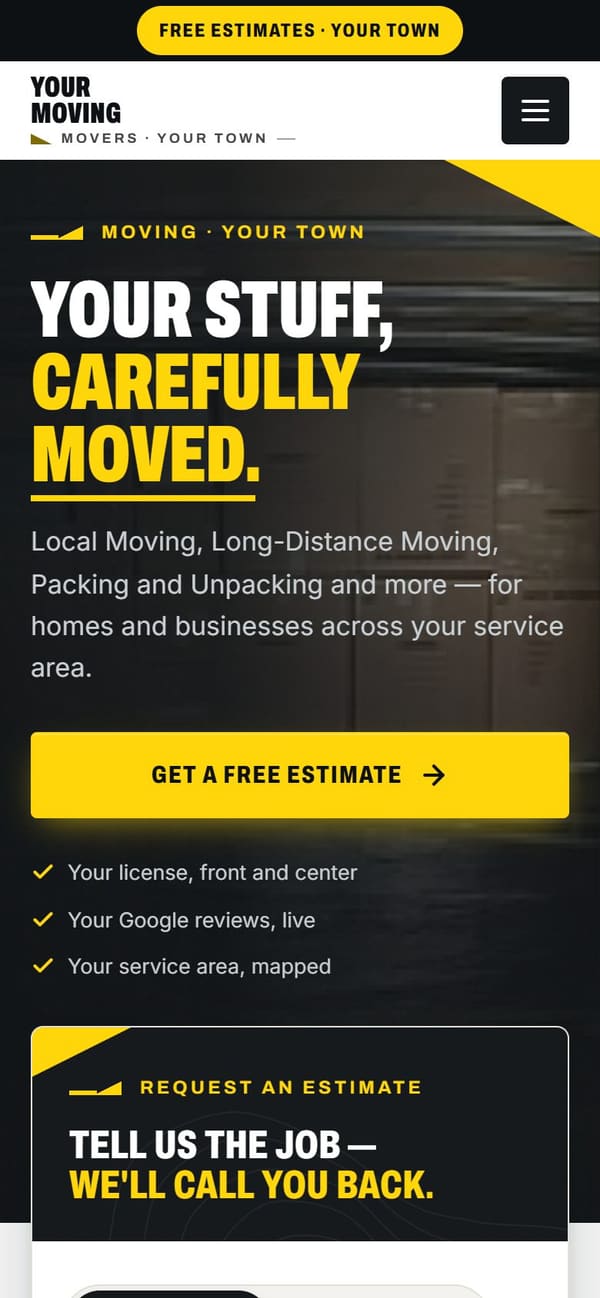 The same sample site on a phone.