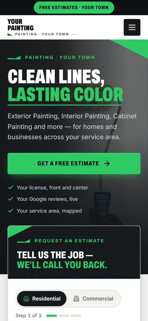 The same sample site on a phone.