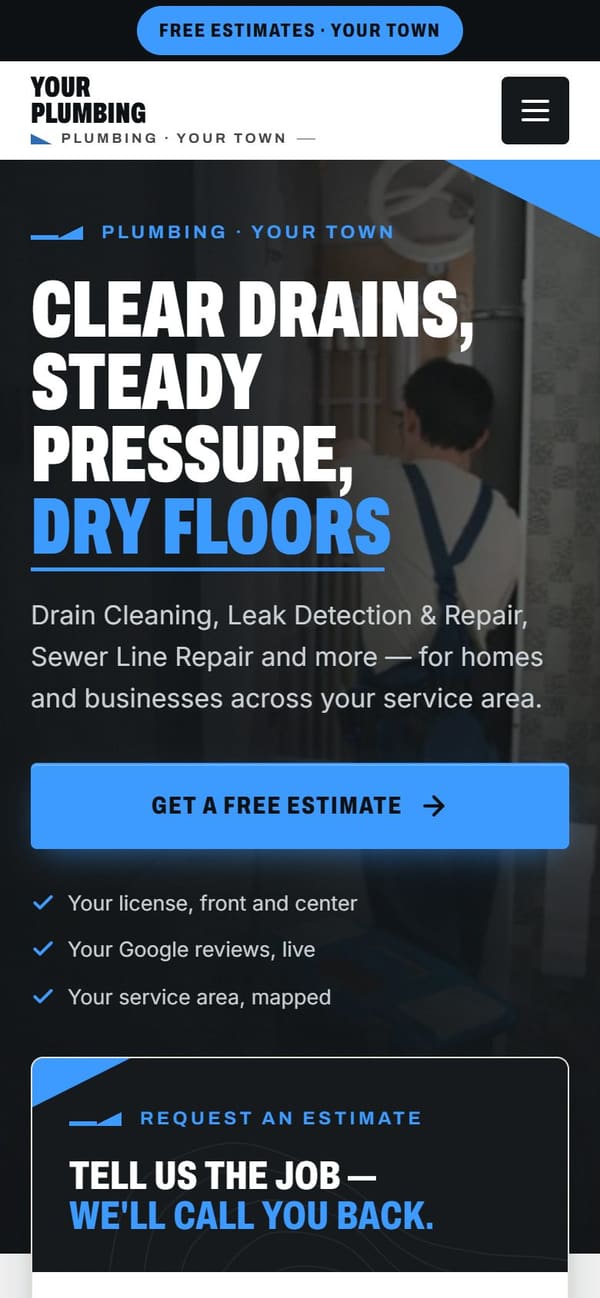 The same sample site on a phone.