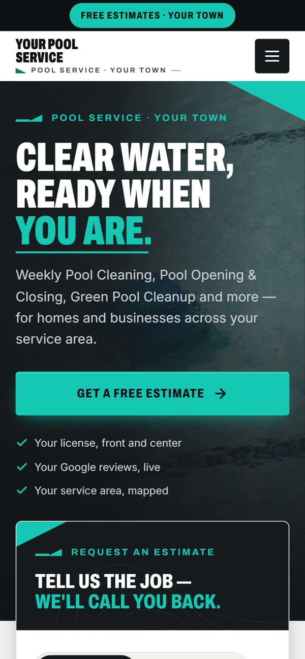 The same sample site on a phone.