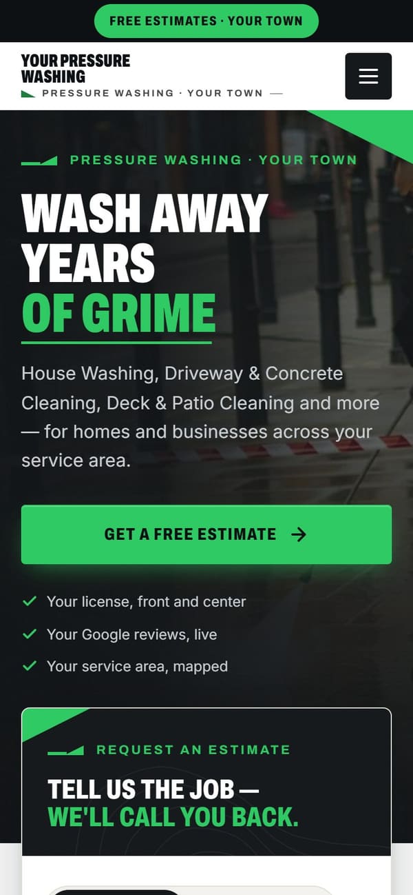 The same sample site on a phone.