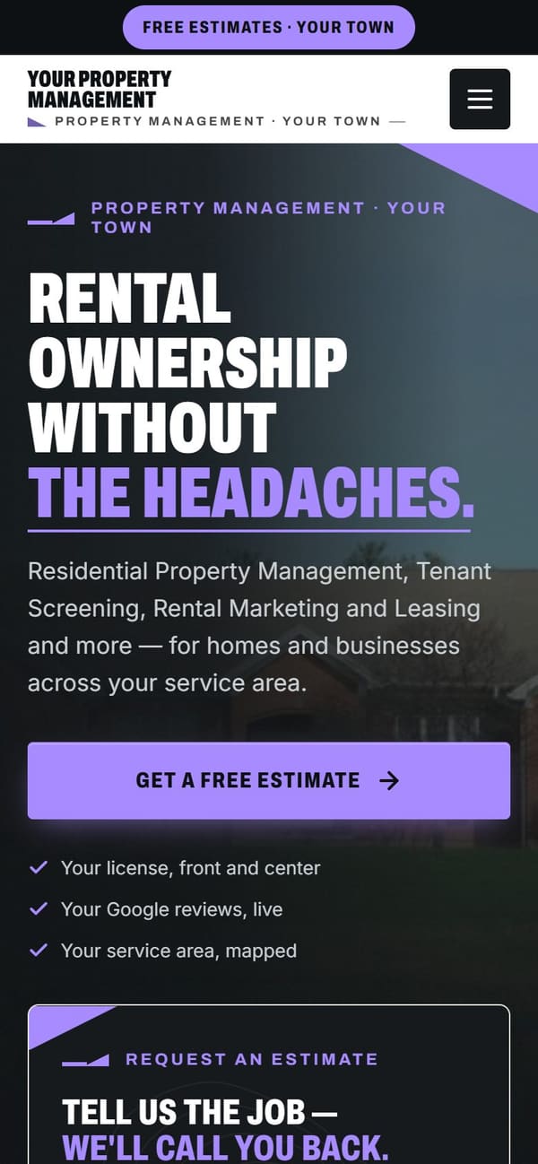 The same sample site on a phone.