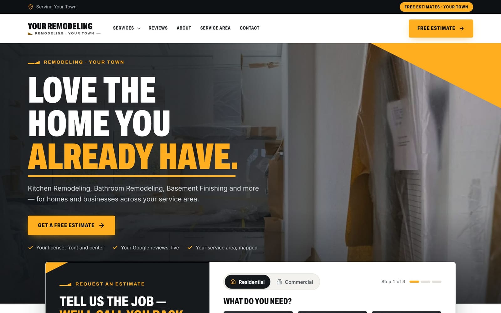 A sample remodelers website, the kind Vevang builds for your business.