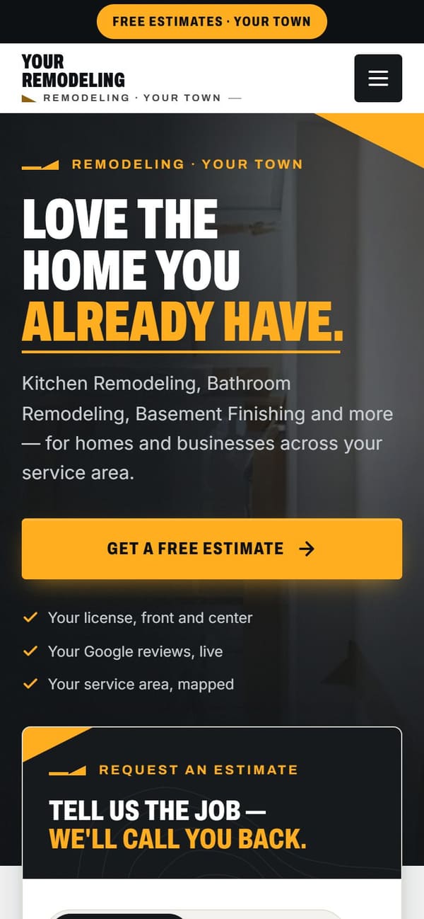 The same sample site on a phone.