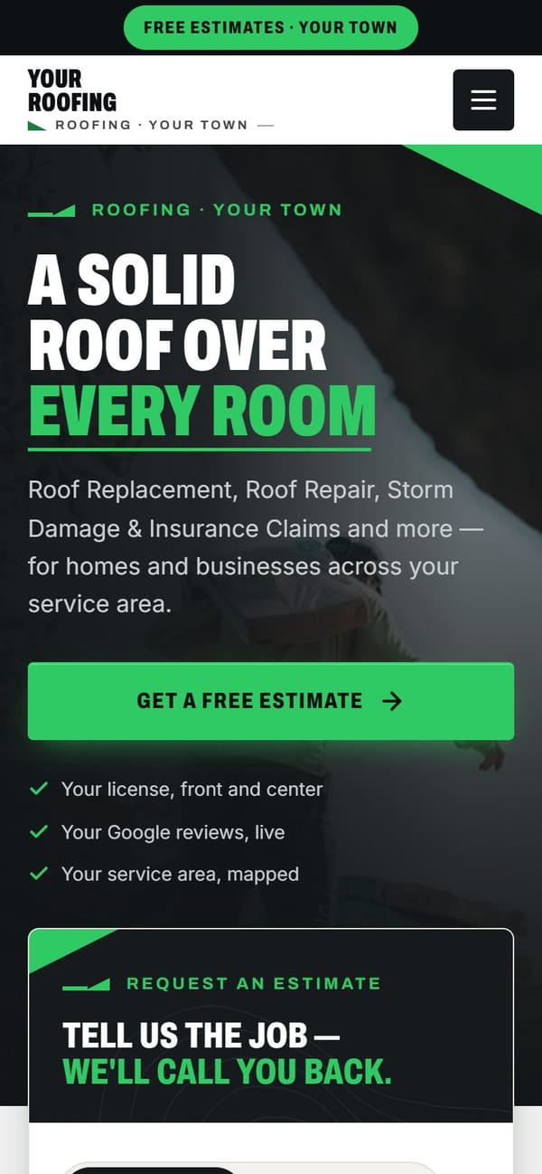 The same sample site on a phone.