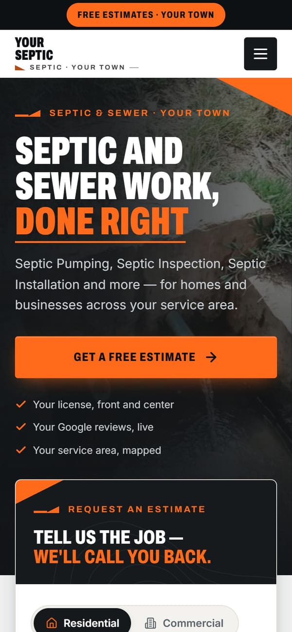 The same sample site on a phone.