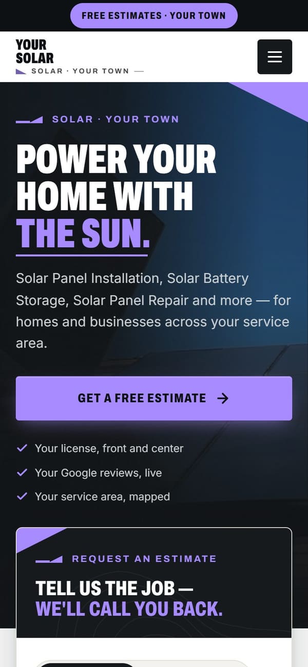 The same sample site on a phone.