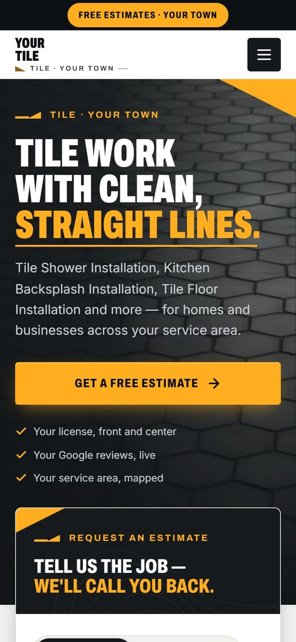 The same sample site on a phone.