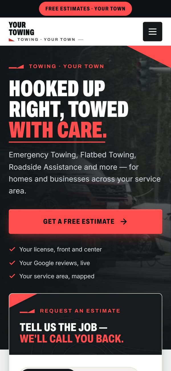 The same sample site on a phone.