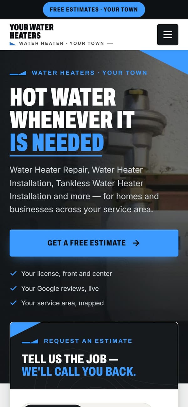 The same sample site on a phone.